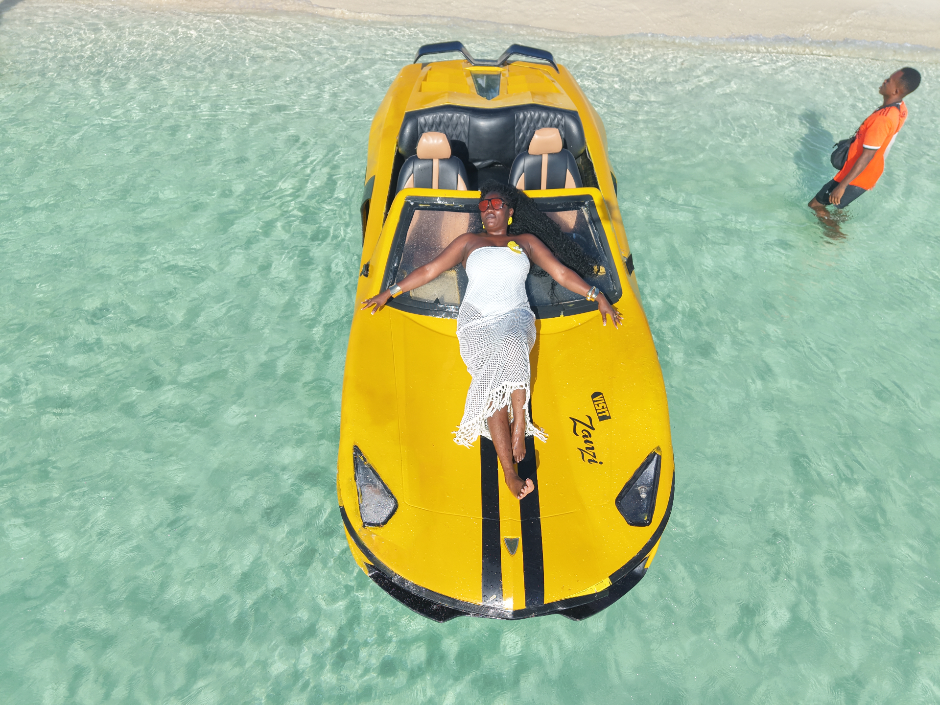Relaxing on yellow boat